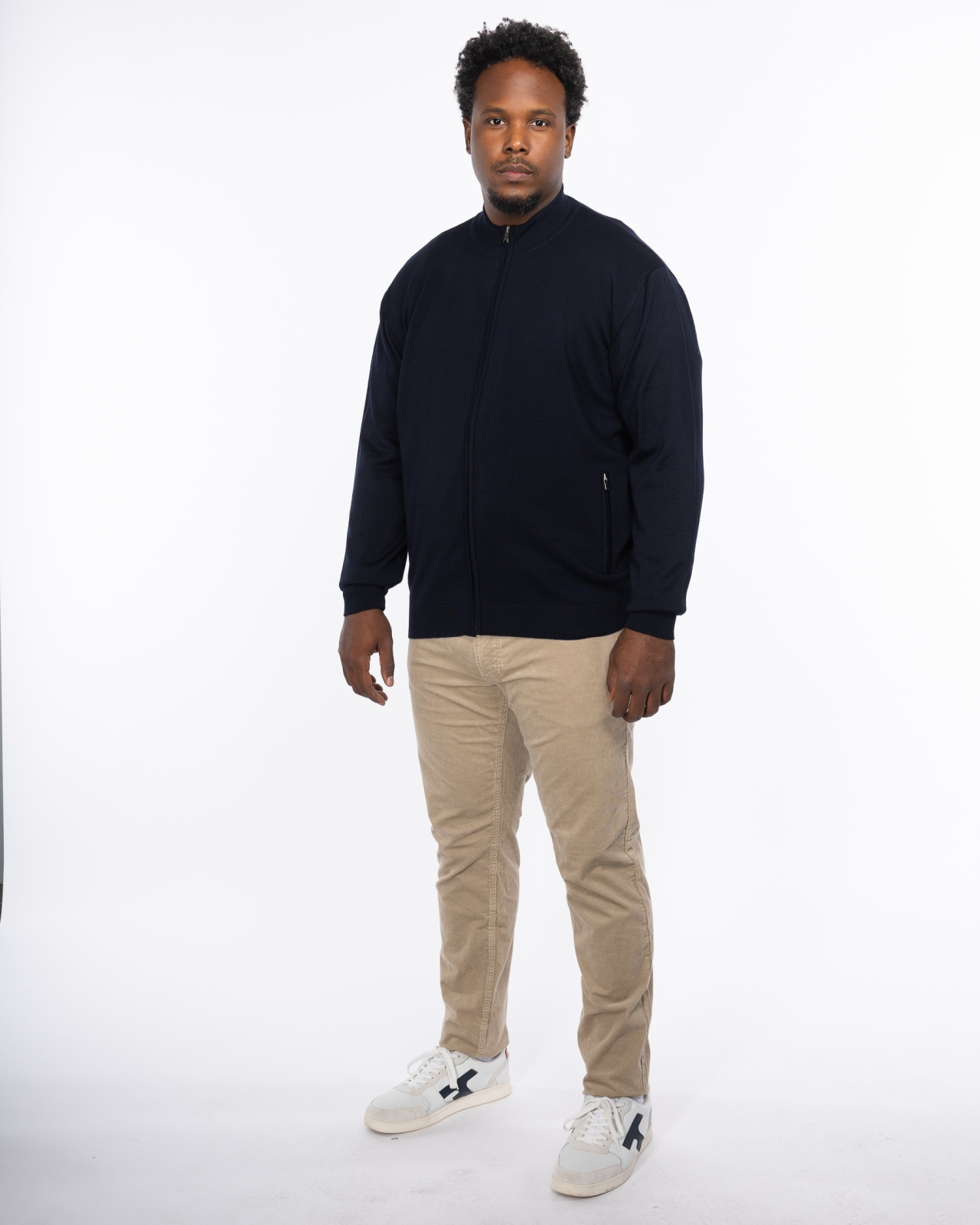 Pantalon en velours grande taille beige