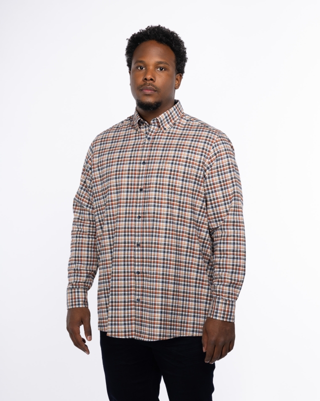 Chemise oxford à carreaux grande taille orange