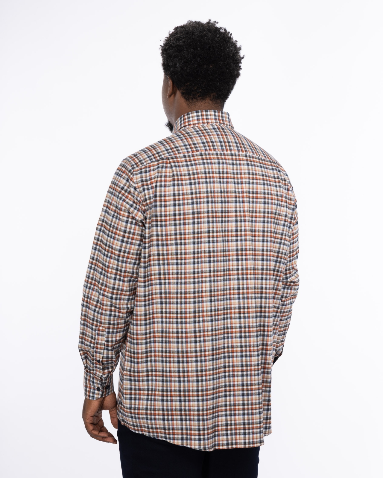 Chemise oxford à carreaux grande taille orange