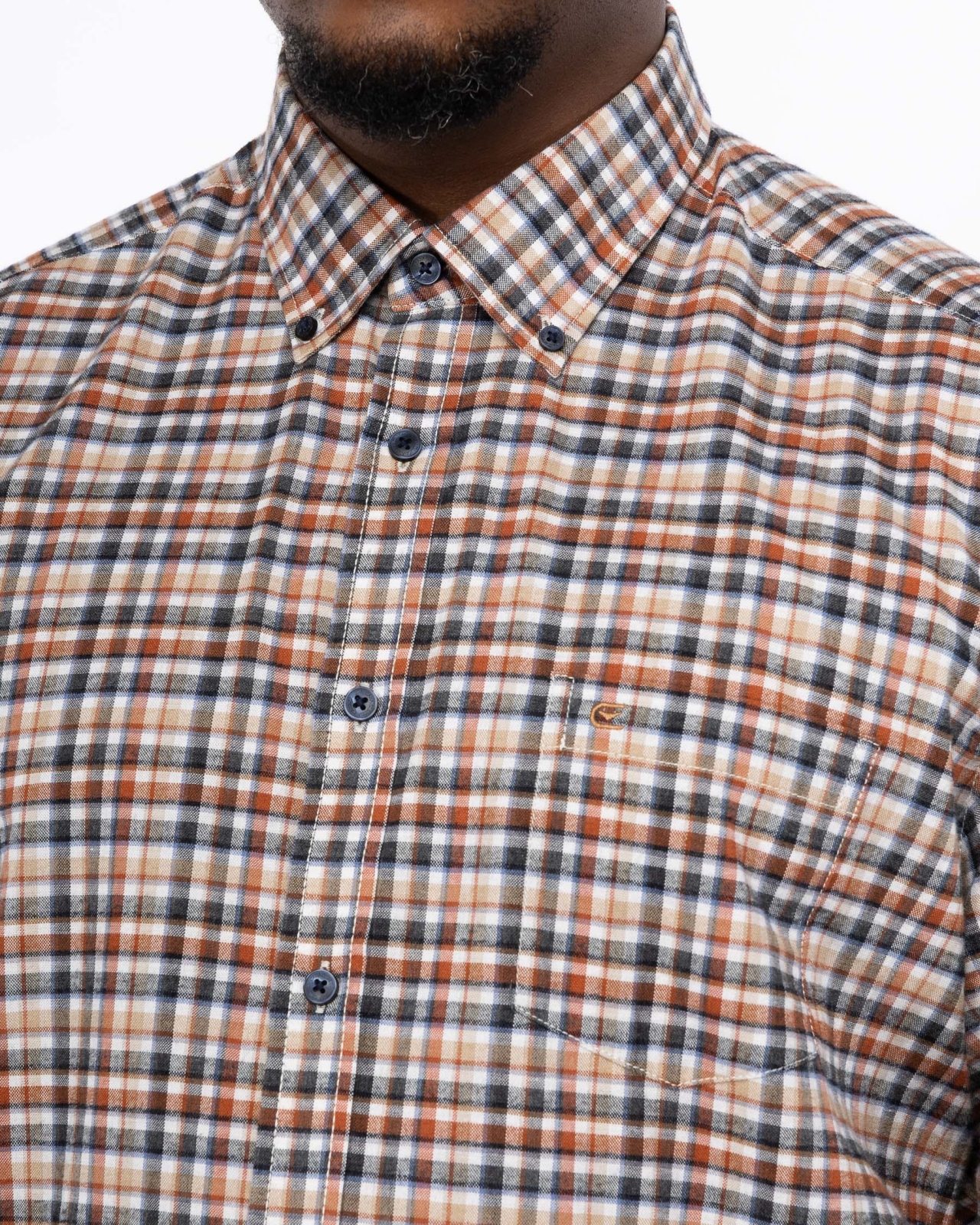 Chemise oxford à carreaux grande taille orange