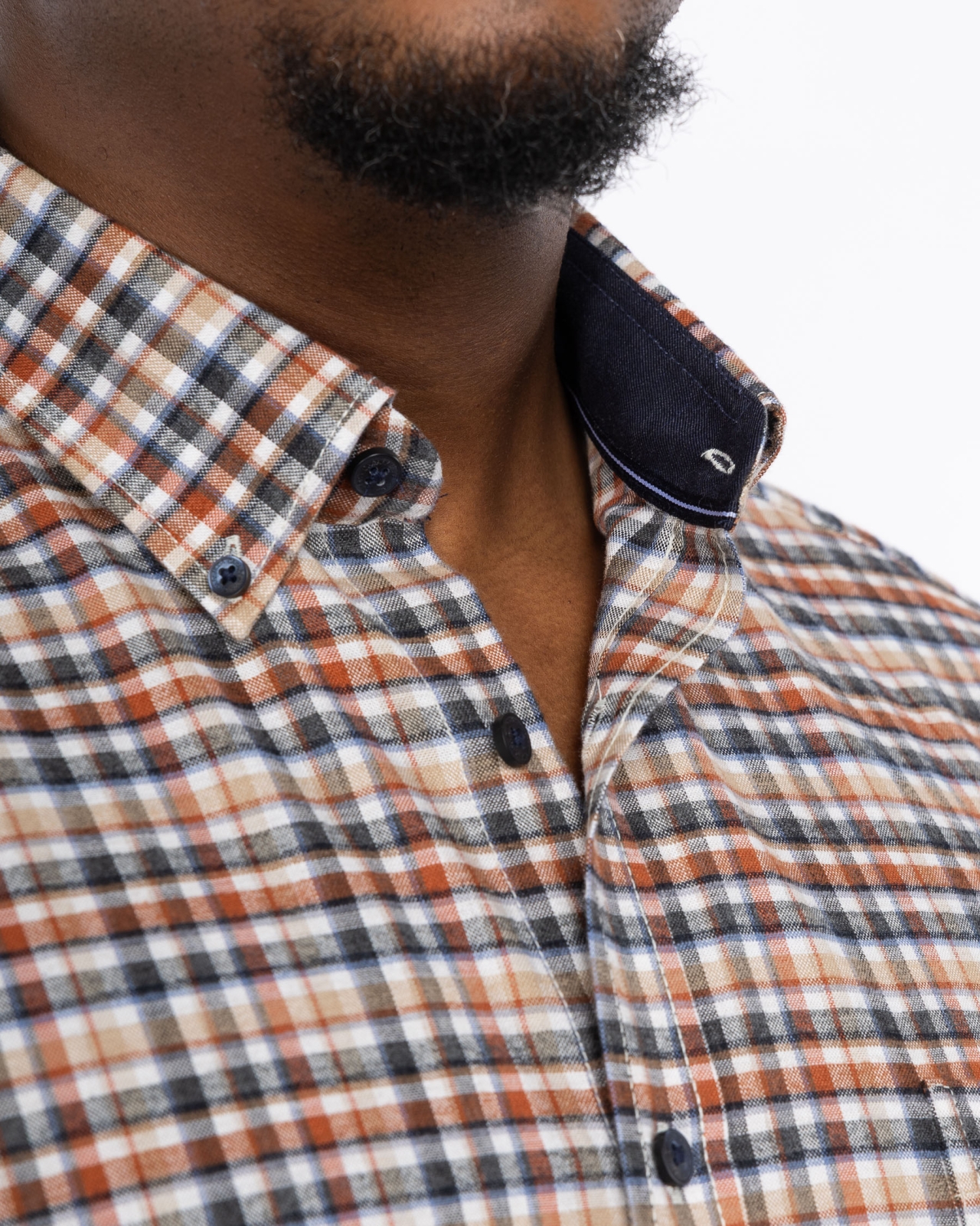 Chemise oxford à carreaux grande taille orange