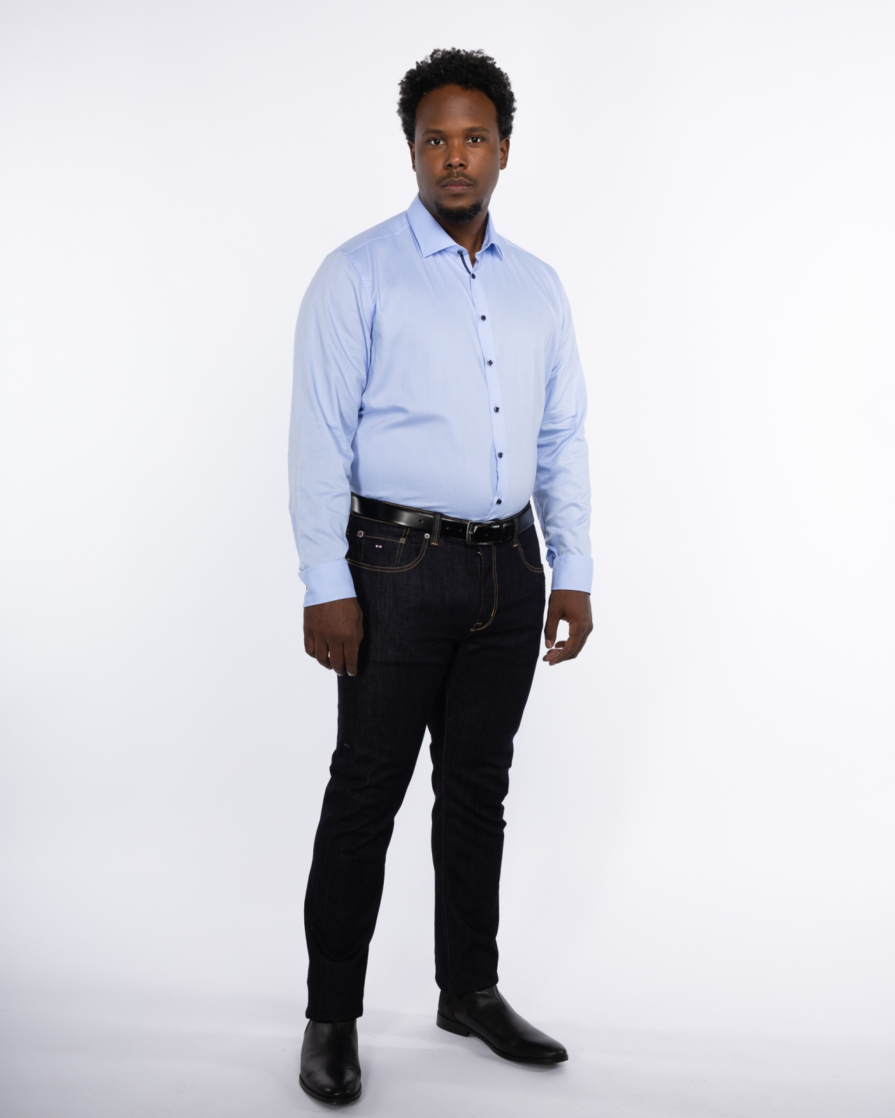 Chemise piqué non iron pour homme grand bleu