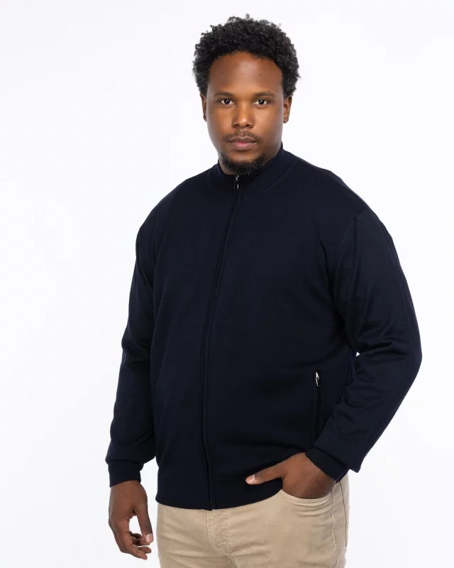 Gilet zippé grande taille bleu marine