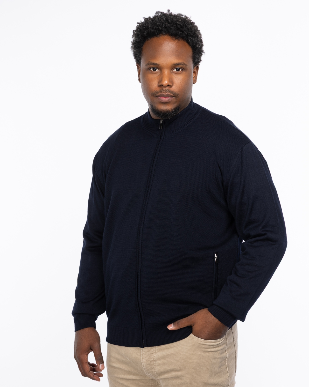 Gilet zippé grande taille bleu marine