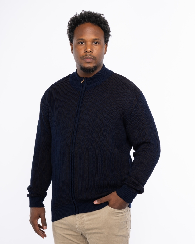 Gilet zippé bicolore grande taille bleu marine