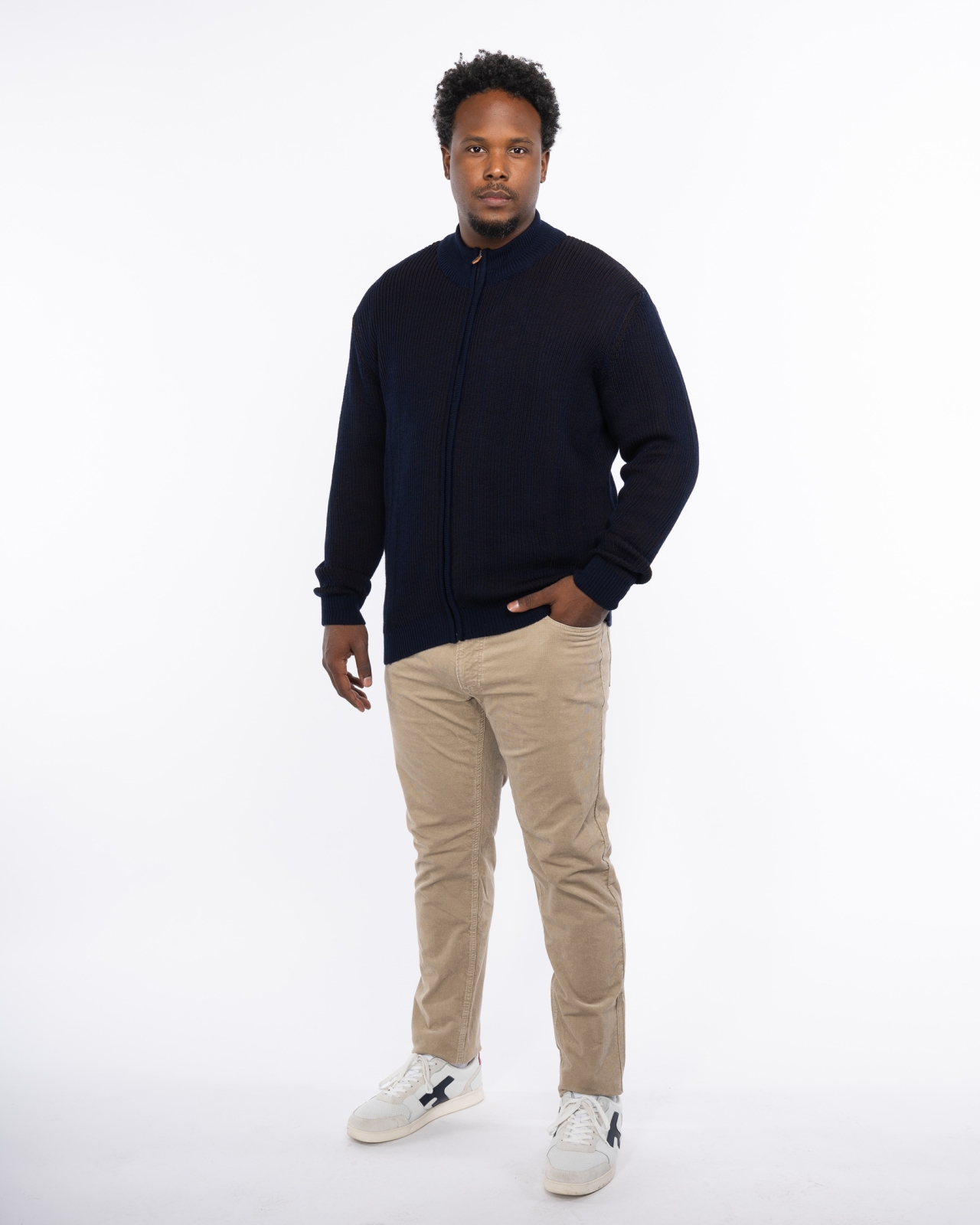 Gilet zippé bicolore grande taille bleu marine