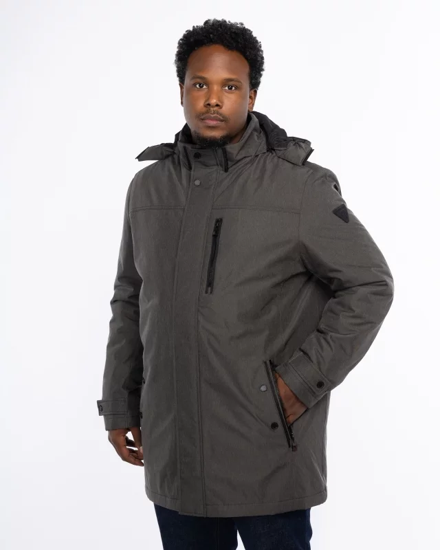 Parka avec capuche amovible grande taille anthracite