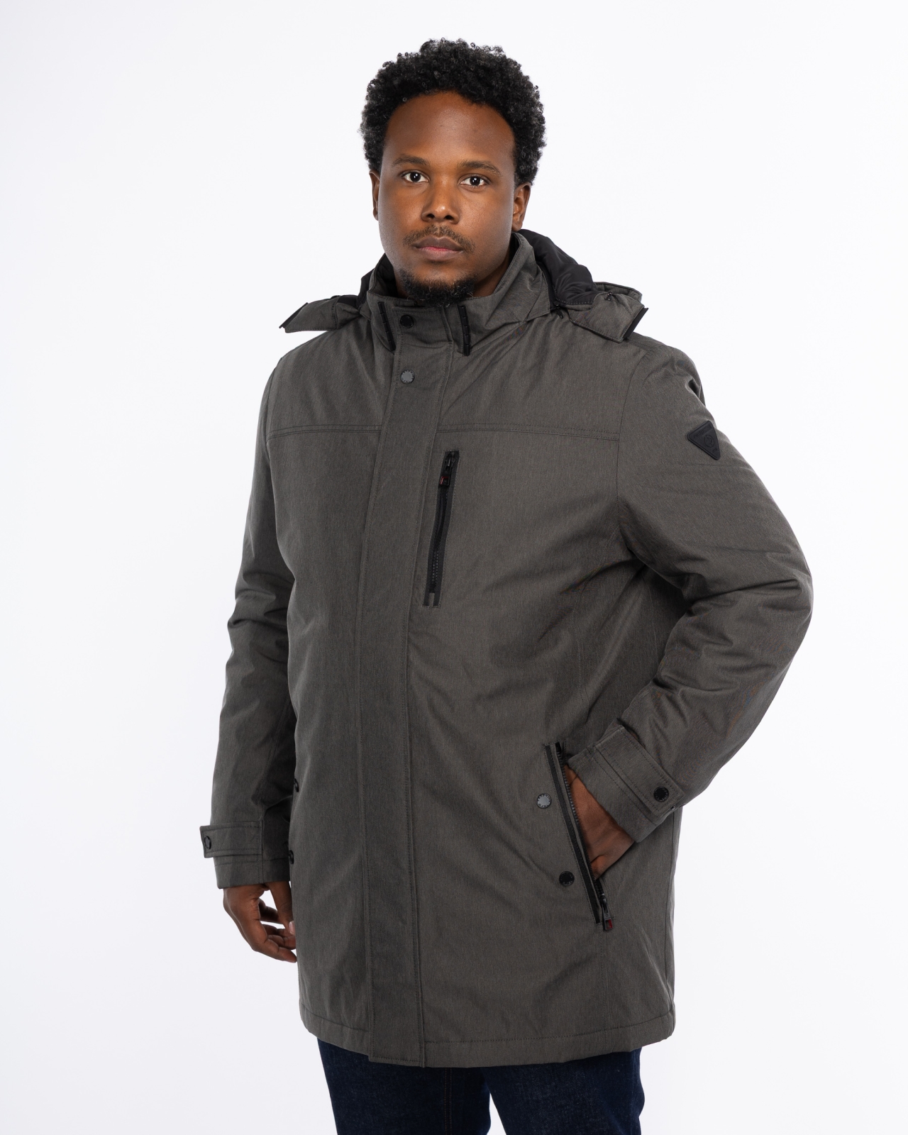 Parka avec capuche amovible grande taille anthracite