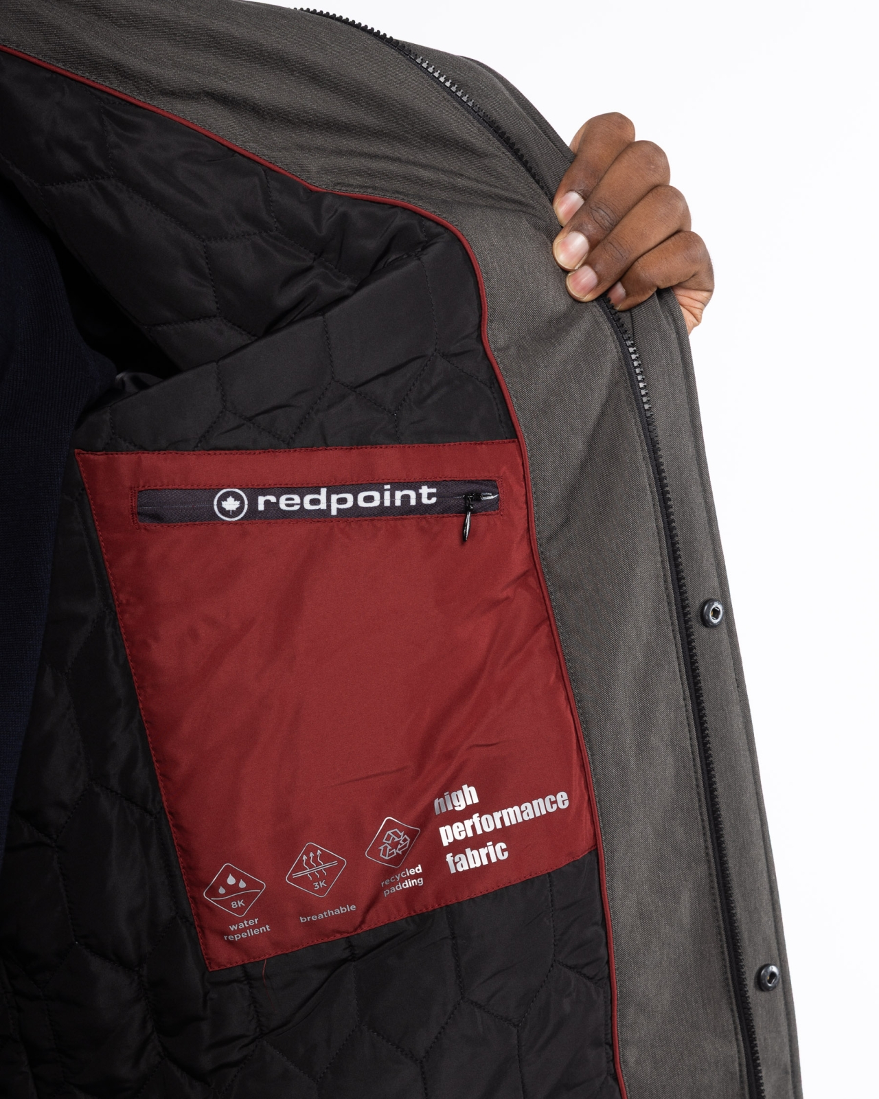 Parka avec capuche amovible grande taille anthracite