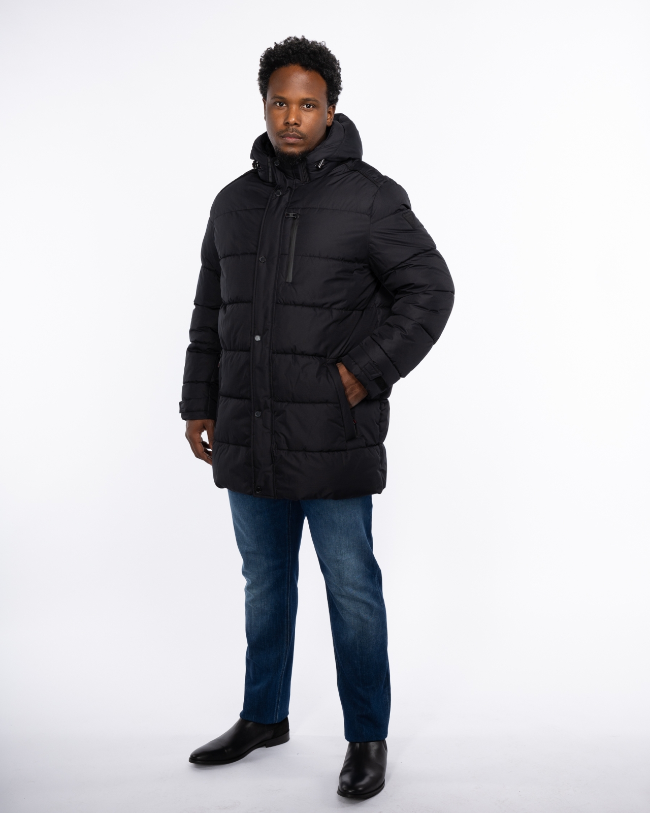 Doudoune avec capuche amovible grande taille noir