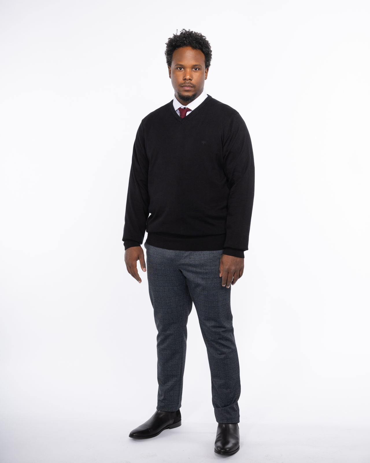 Pantalon chino en flanelle grande taille anthracite