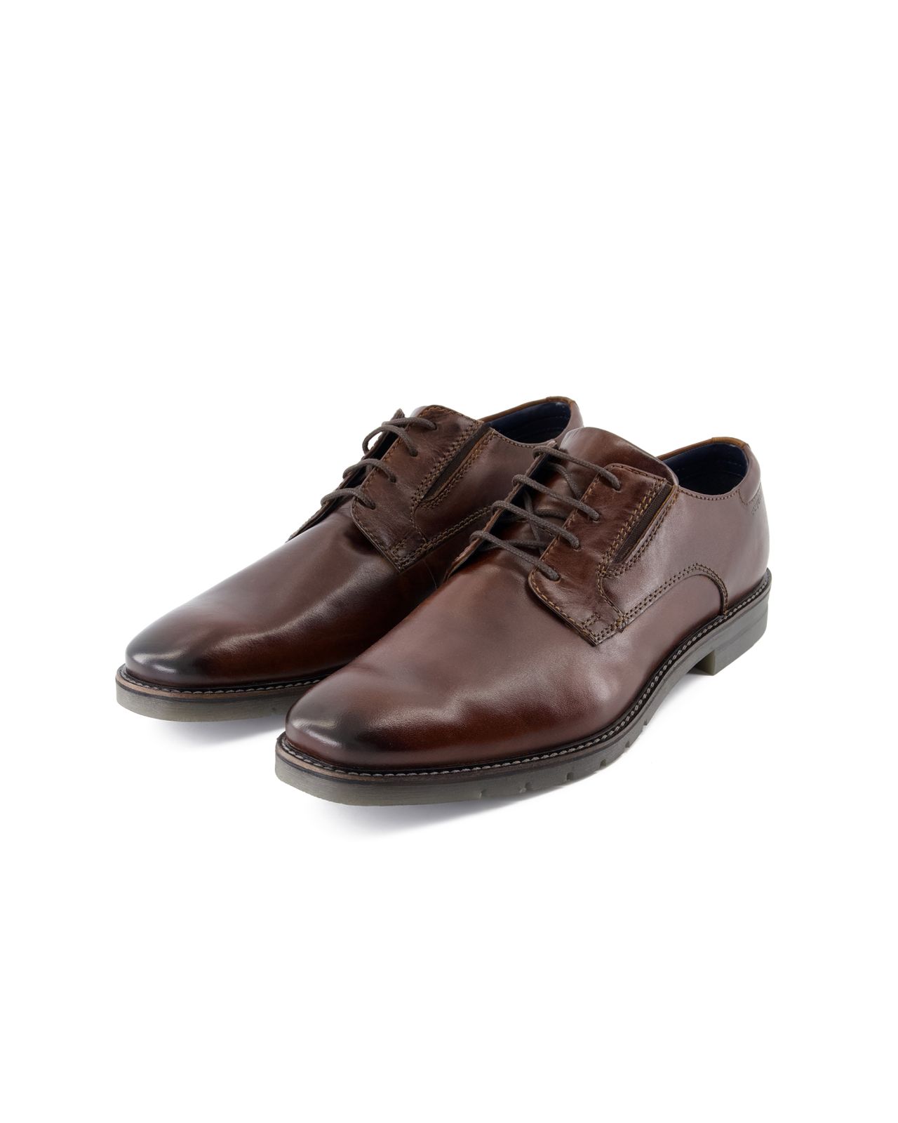 Chaussures en cuir pour pieds larges grande taille marron