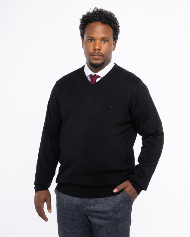 Pull col V homme grand noir