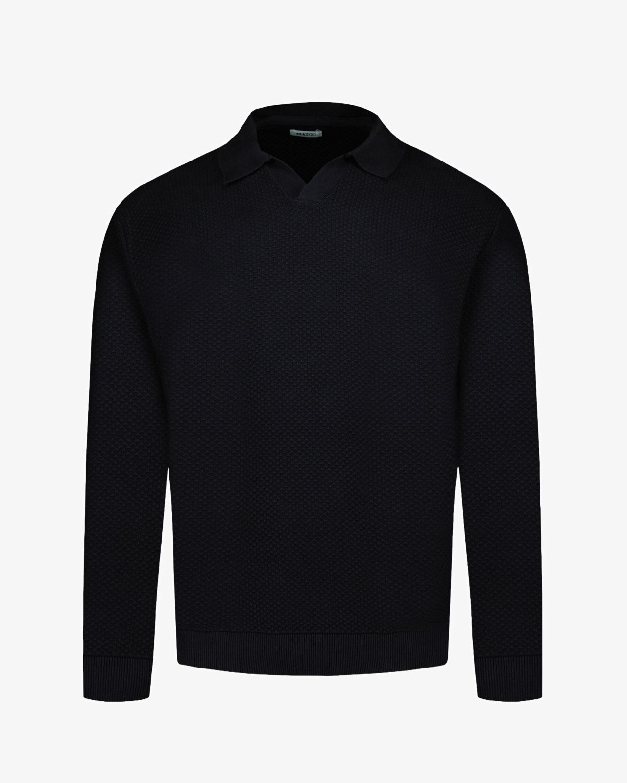 Pull col polo grande taille noir