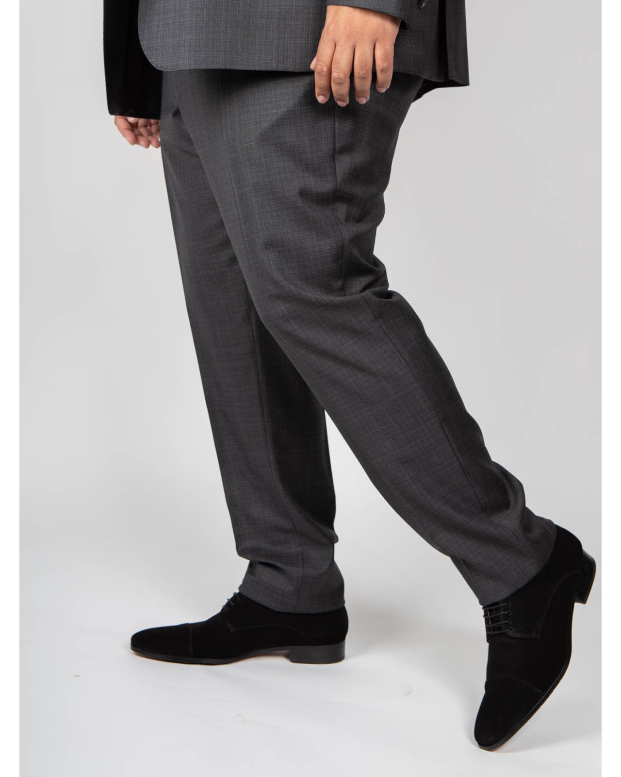 Pantalon de costume Digel flammé grande taille gris en laine