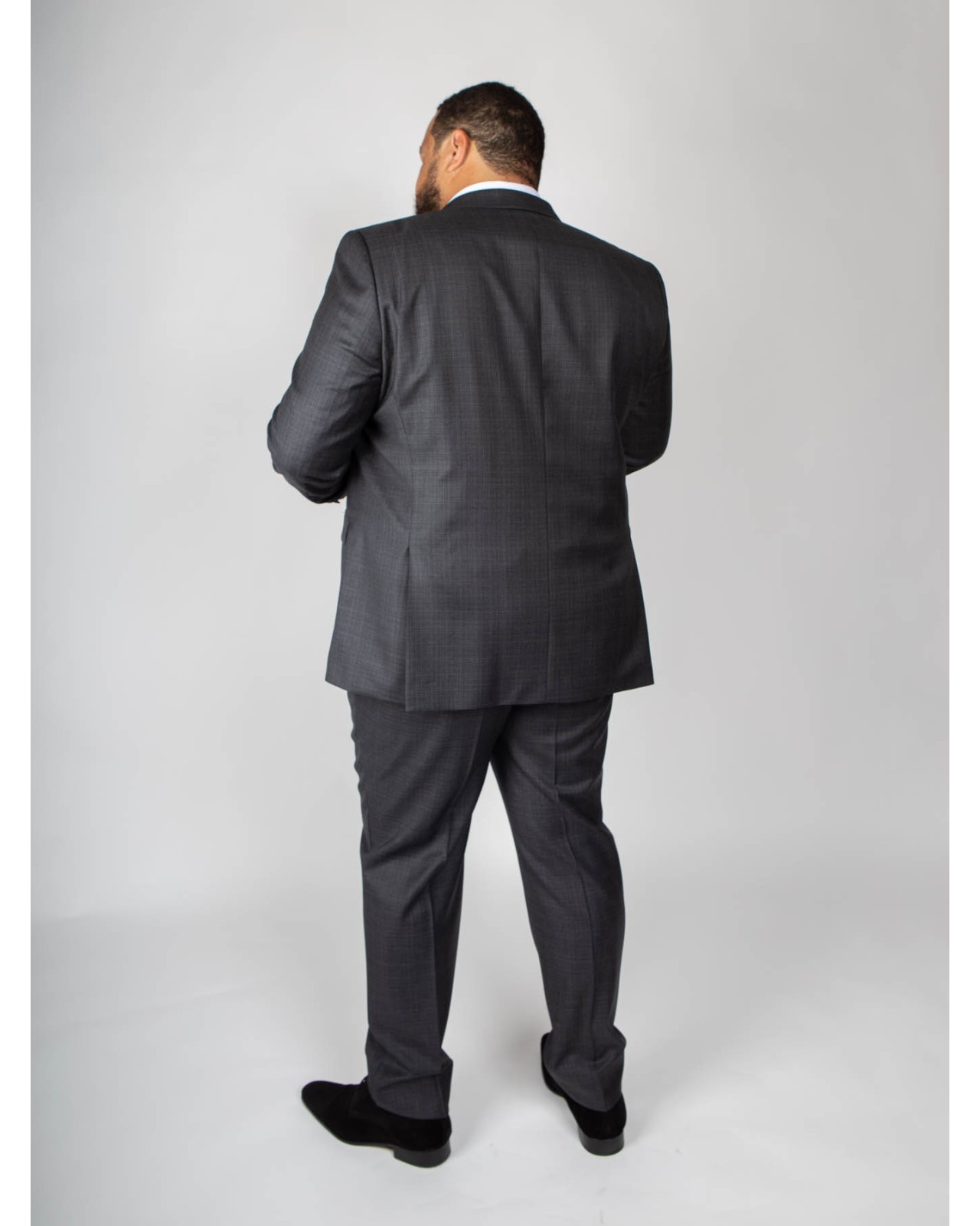 Pantalon de costume Digel flammé grande taille gris en laine