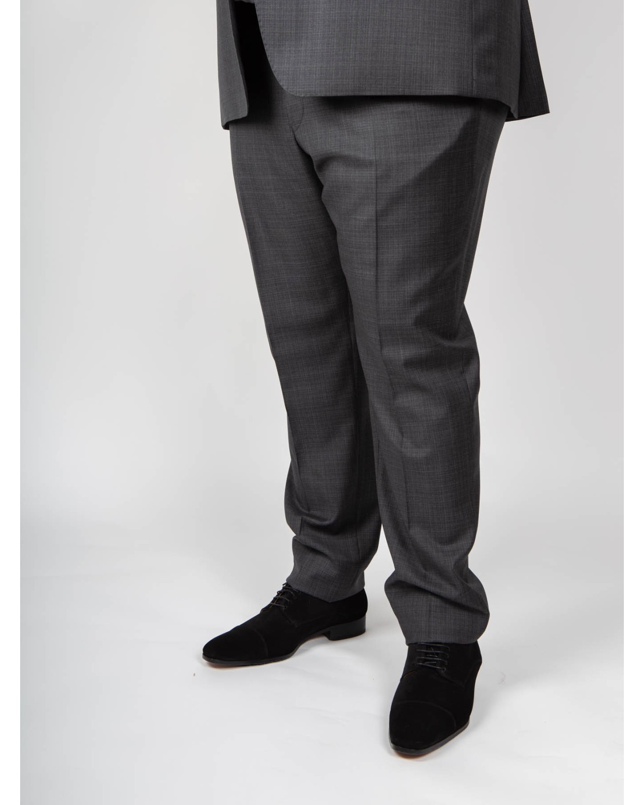 Pantalon de costume Digel flammé grande taille gris en laine