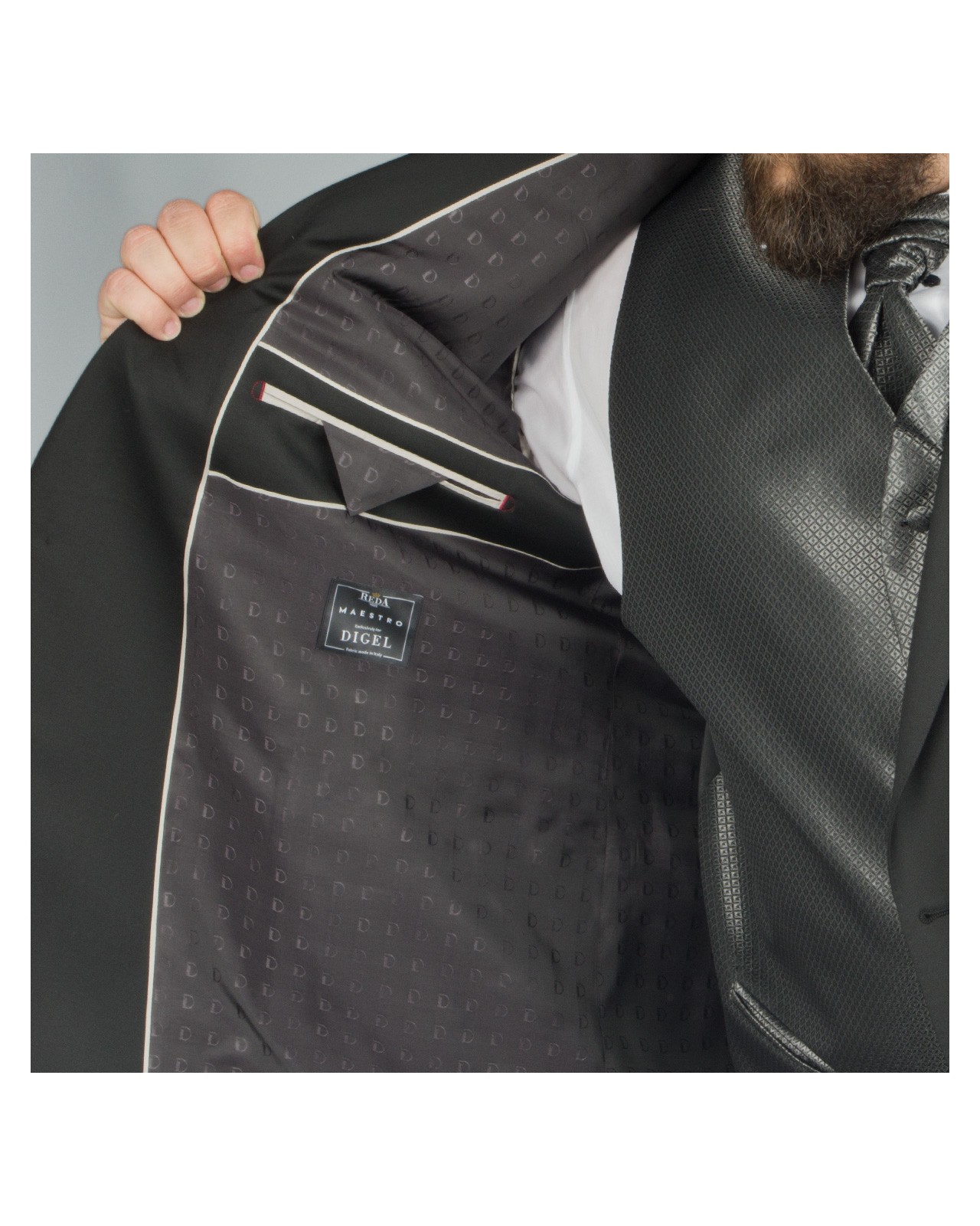 Veste de costume Reda noir : grande taille du 58 au 64