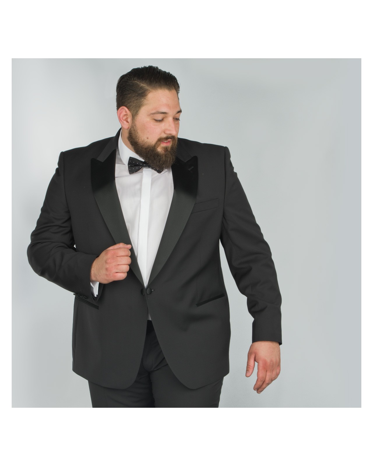 Veste de smoking noir avec satin : pour Homme Fort jusqu'au 66 - Digel