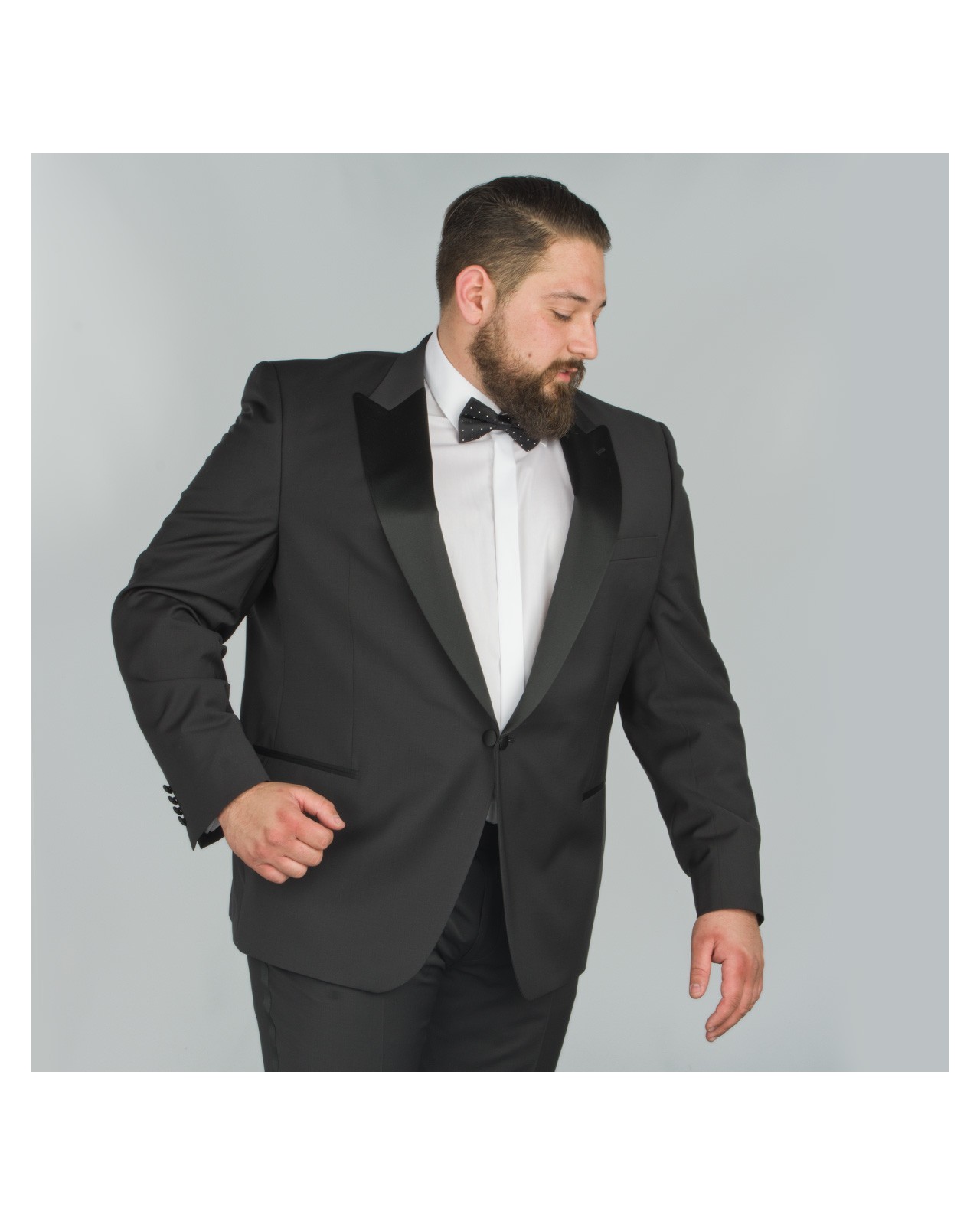 Veste de smoking noir avec satin : pour Homme Fort jusqu'au 66 - Digel