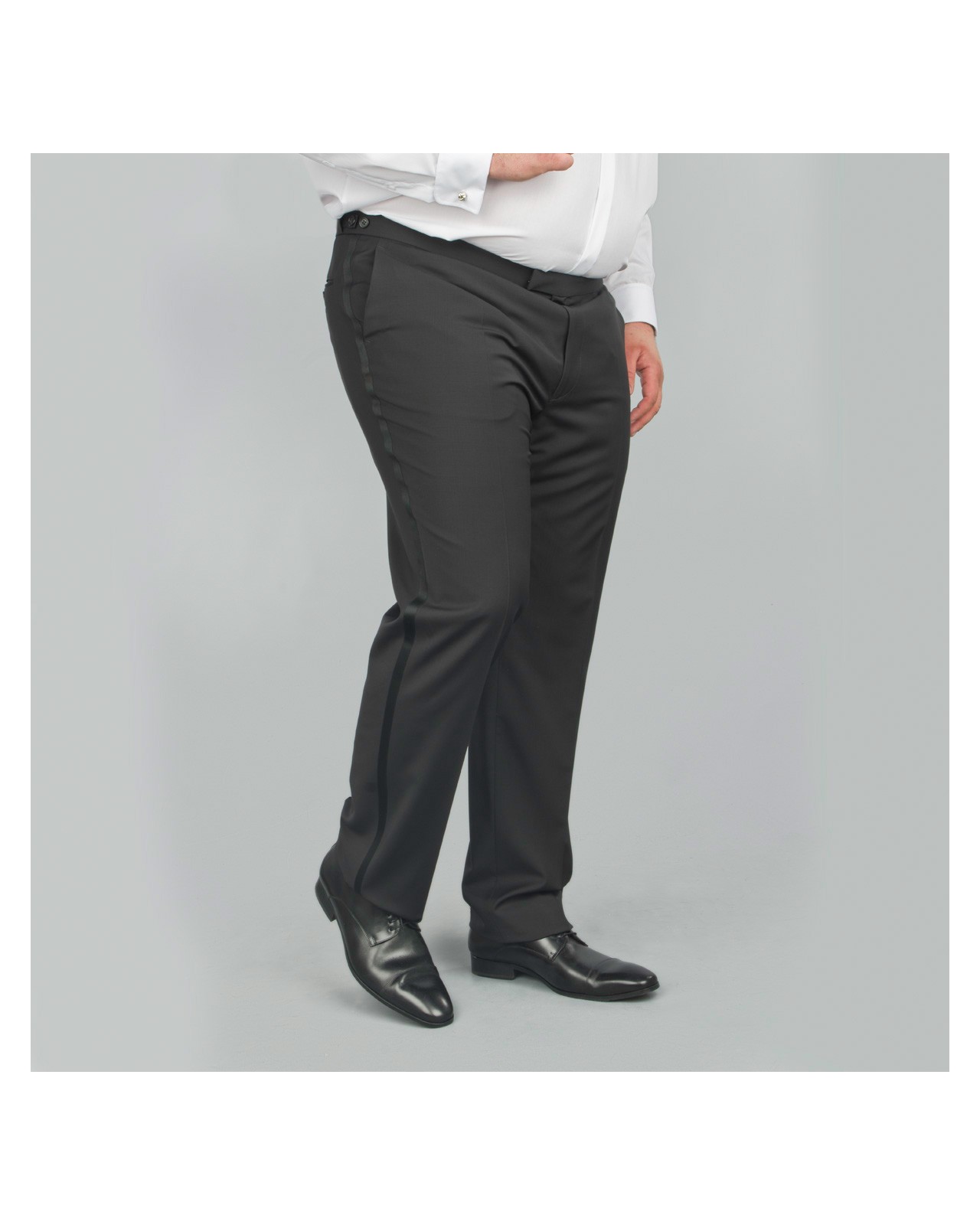 Pantalon de smoking noir avec satin : pour Homme Fort jusqu'au 62