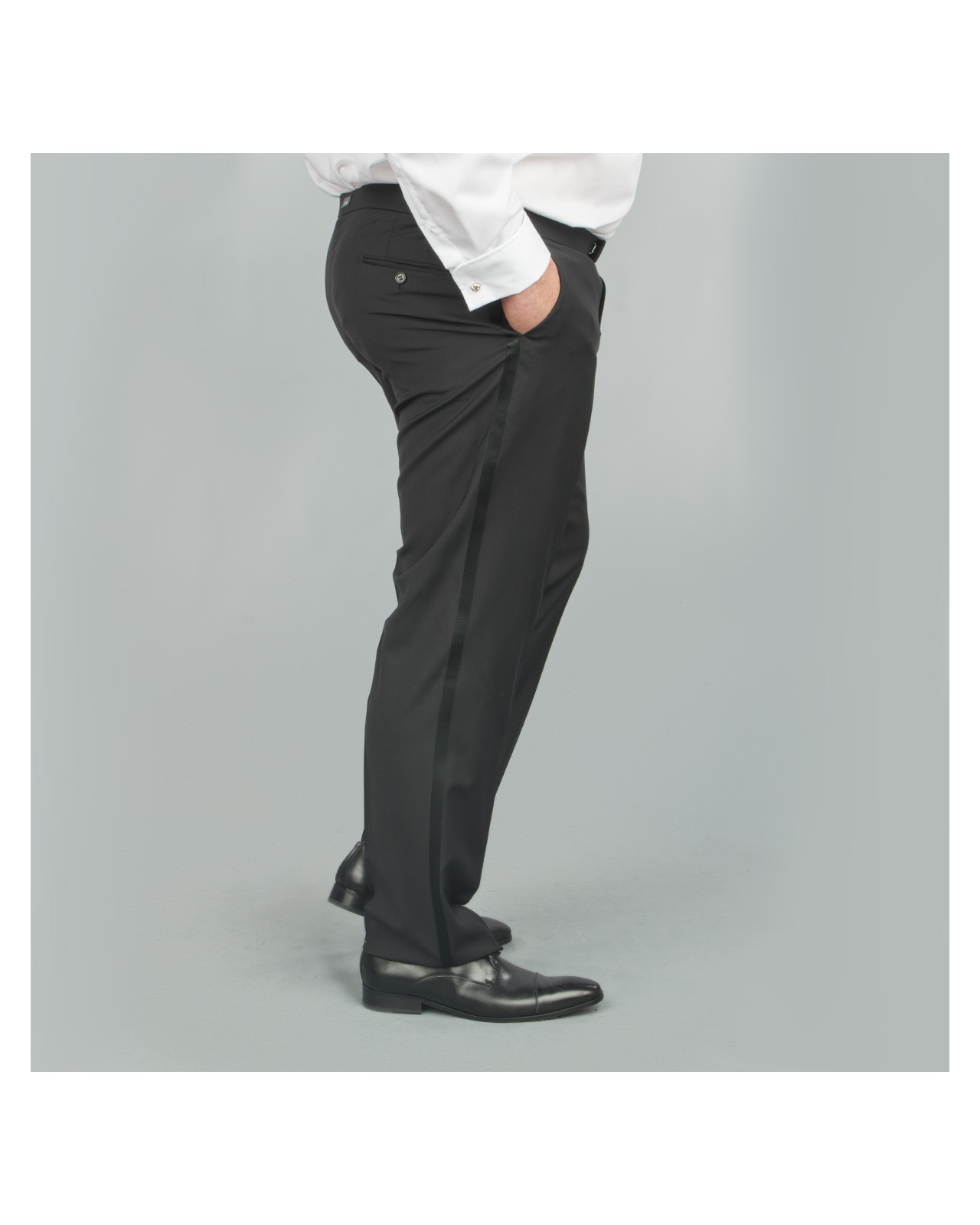 Pantalon de smoking noir avec satin : pour Homme Fort jusqu'au 62