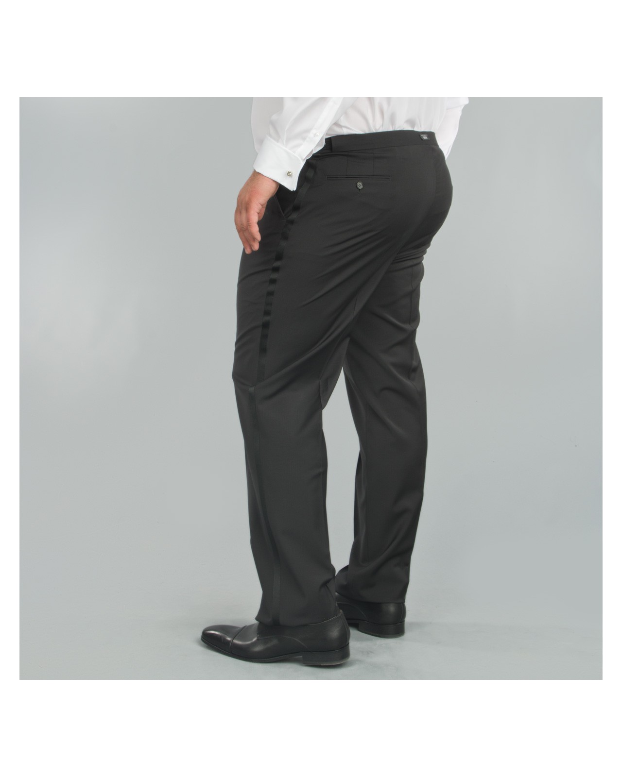 Pantalon de smoking noir avec satin : pour Homme Fort jusqu'au 62