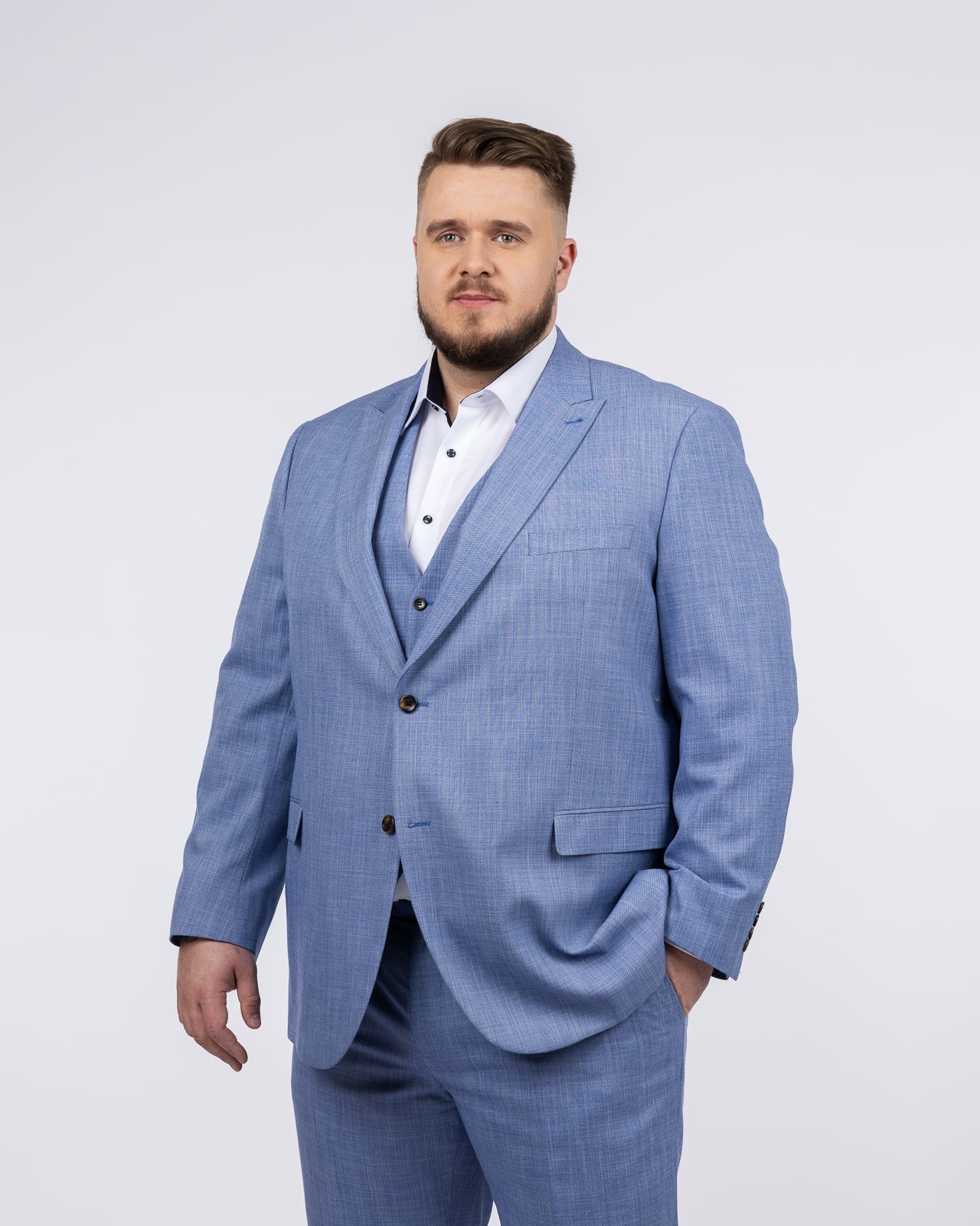 Veste de costume grande taille bleu ciel