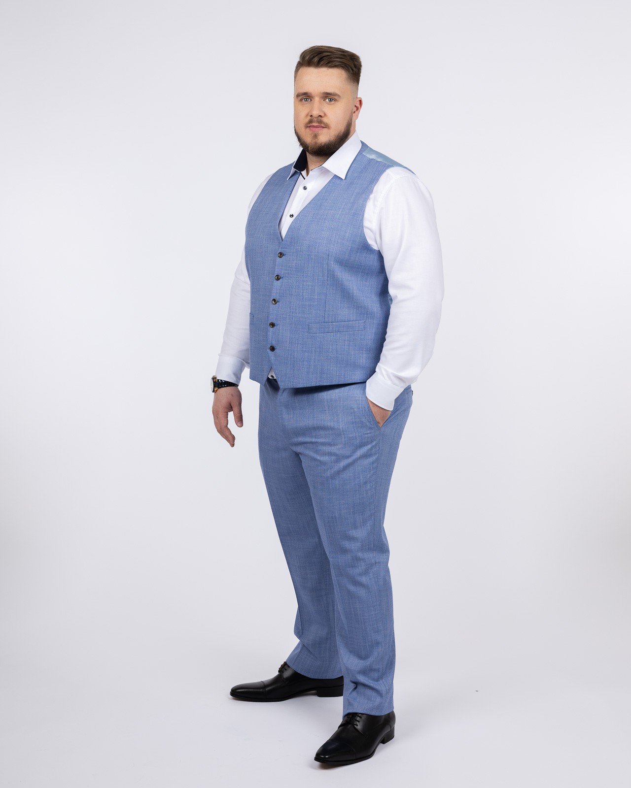 Gilet de costume grande taille bleu ciel