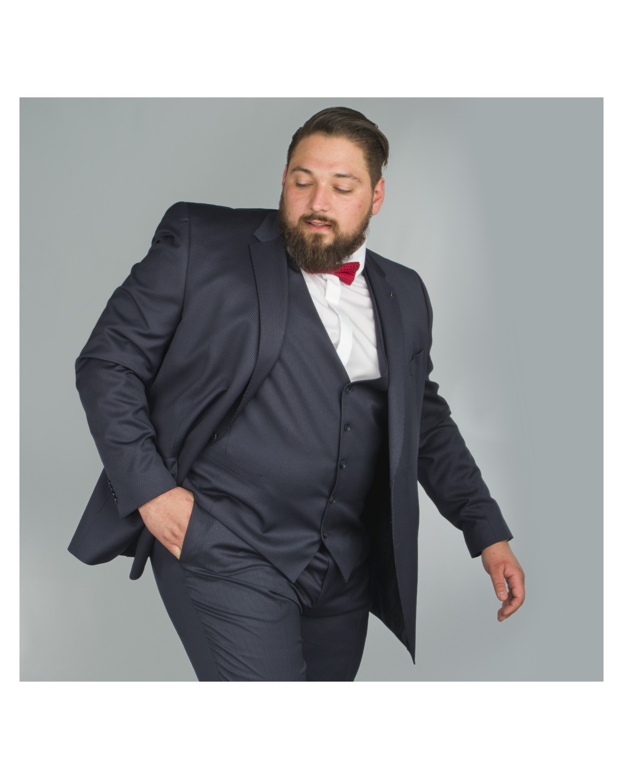 Veste de costume Maestro à rayures bleu : grande taille du 58 au 68