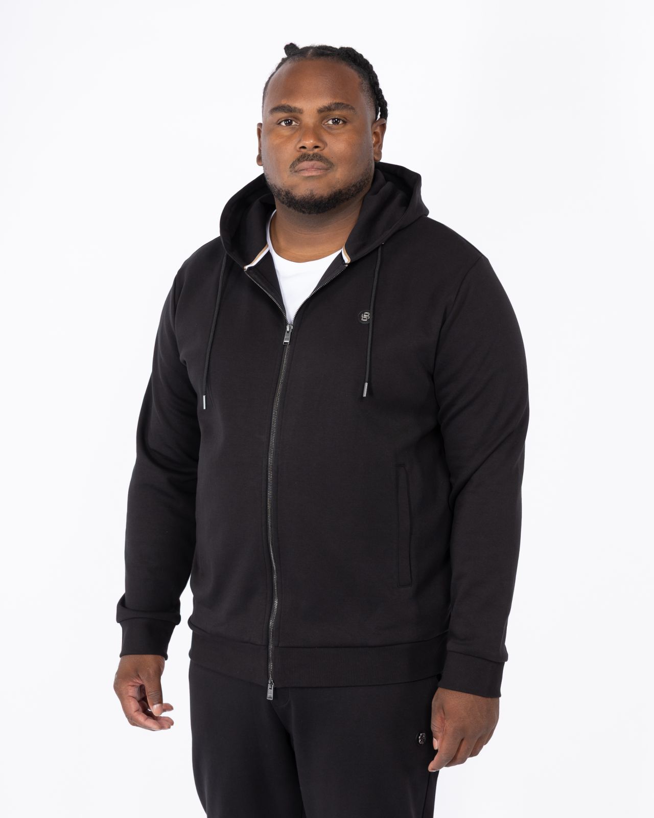 Haut de survêtement à capuche grande taille noir