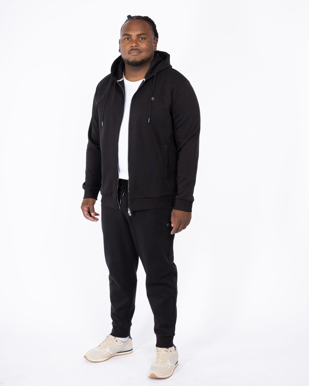 Haut de survêtement à capuche grande taille noir