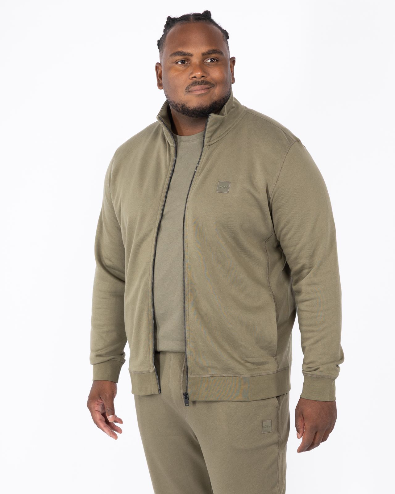 Haut de survêtement zippé grande taille vert kaki