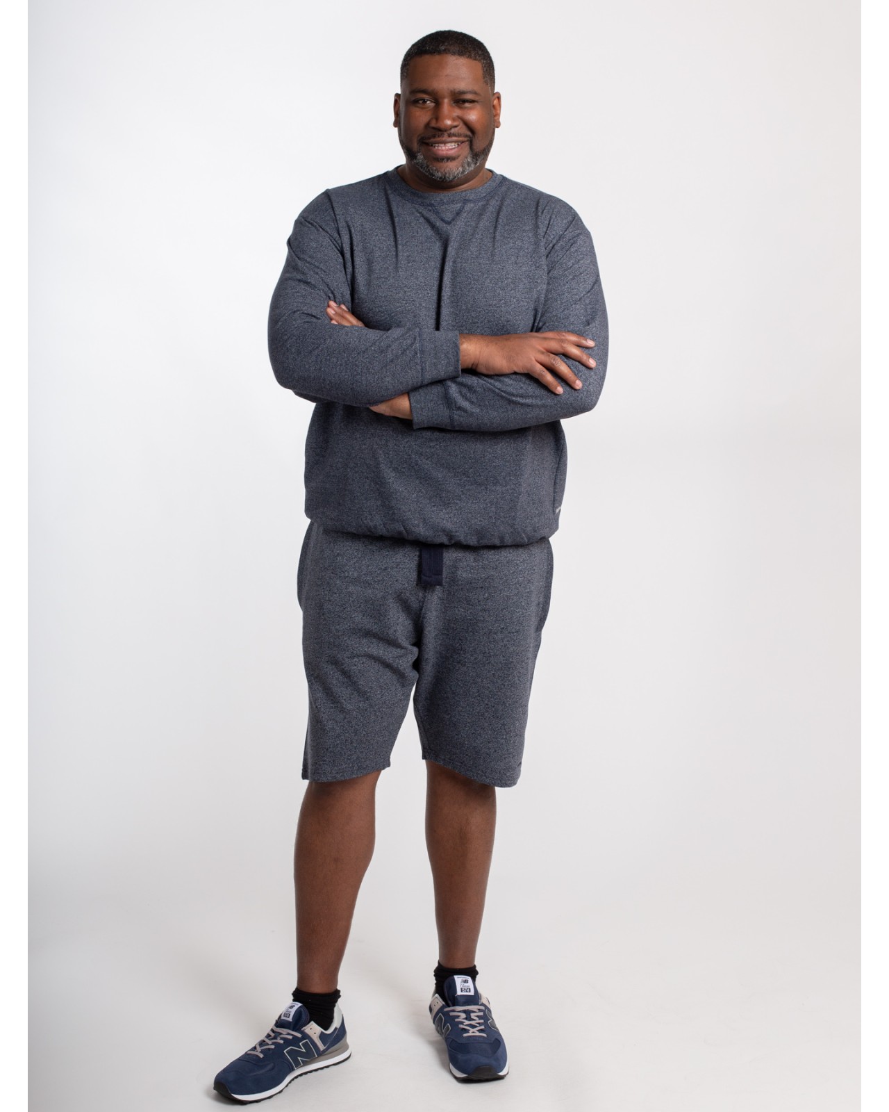 Short de survêtement grande taille bleu chiné