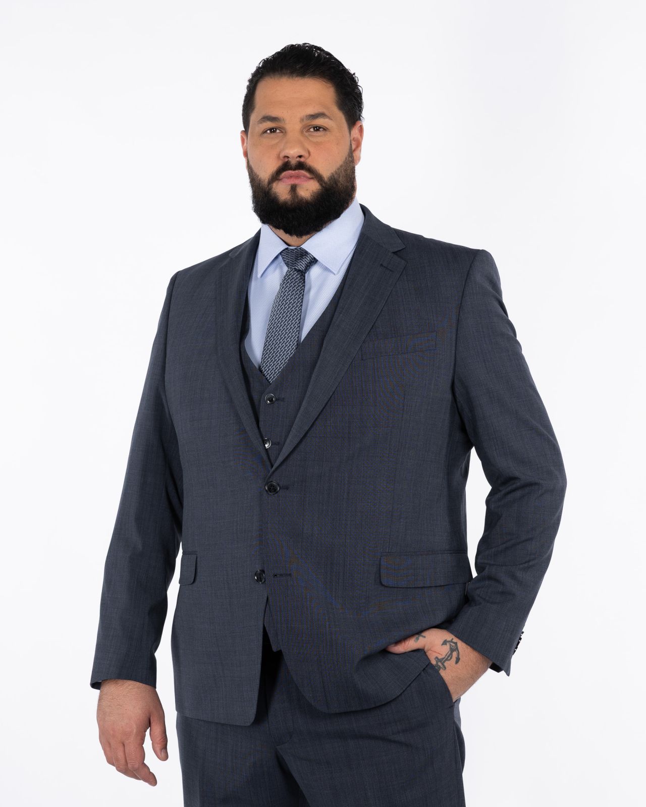 Veste de costume grande taille bleu indigo