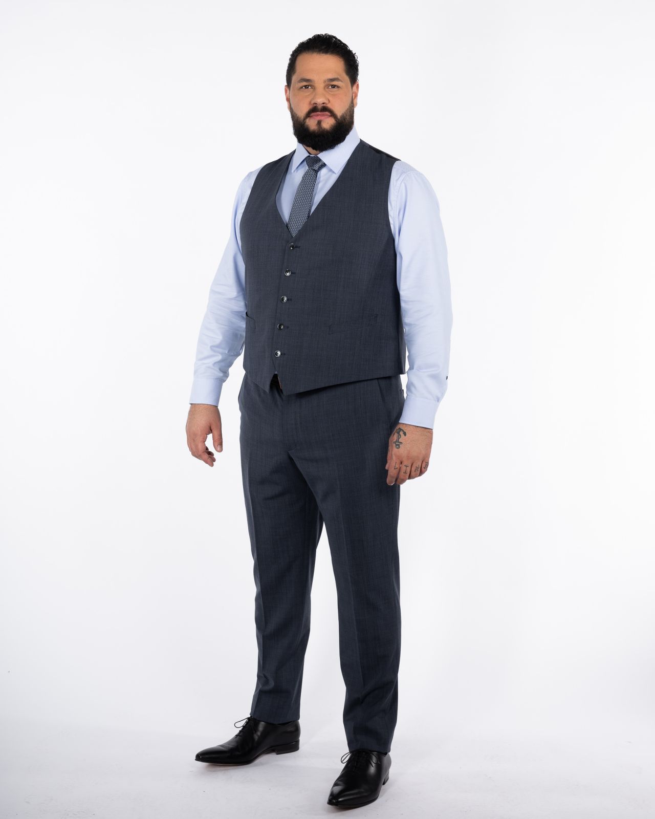 Gilet de costume grande taille bleu indigo