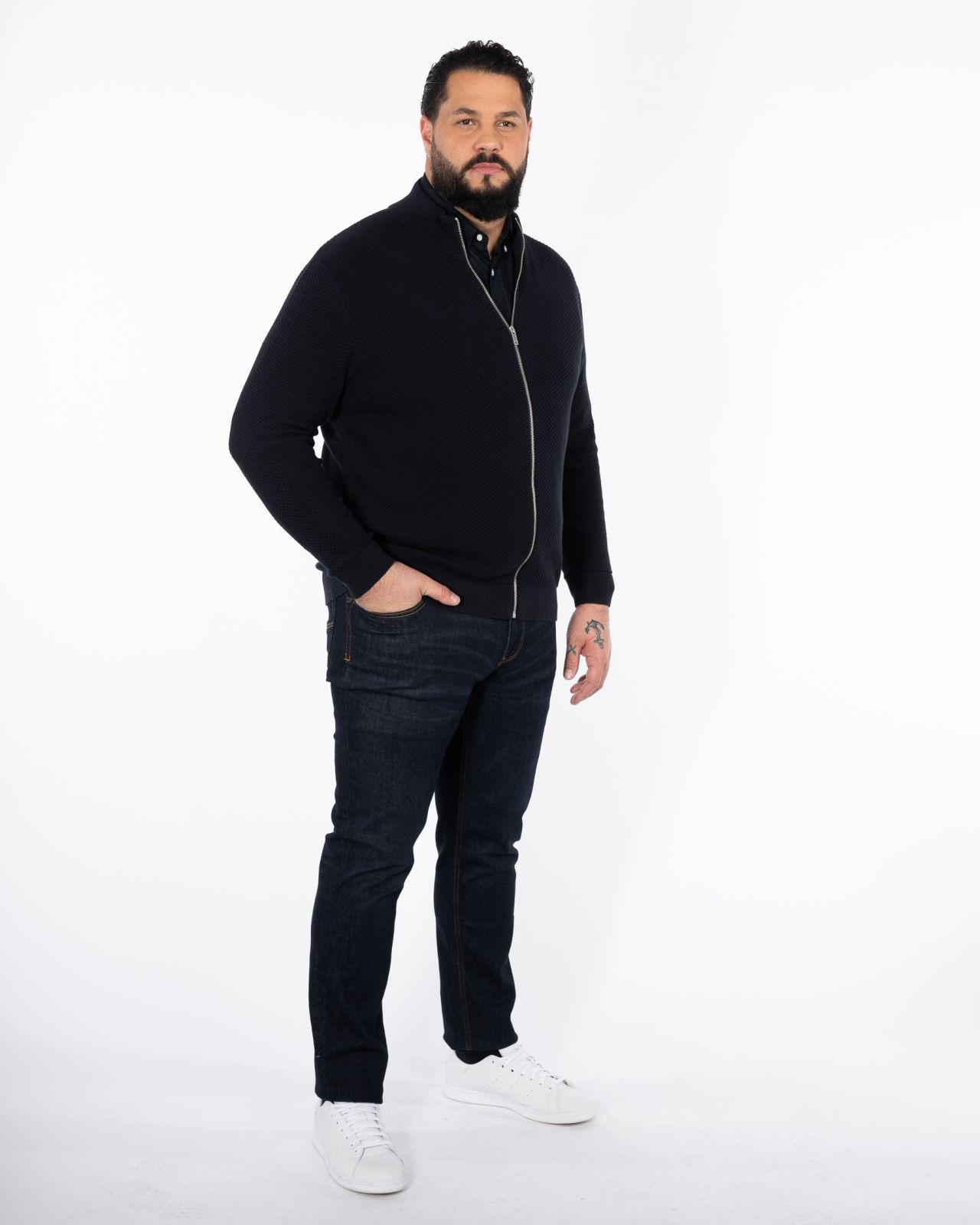 Gilet zippé grande taille bleu marine