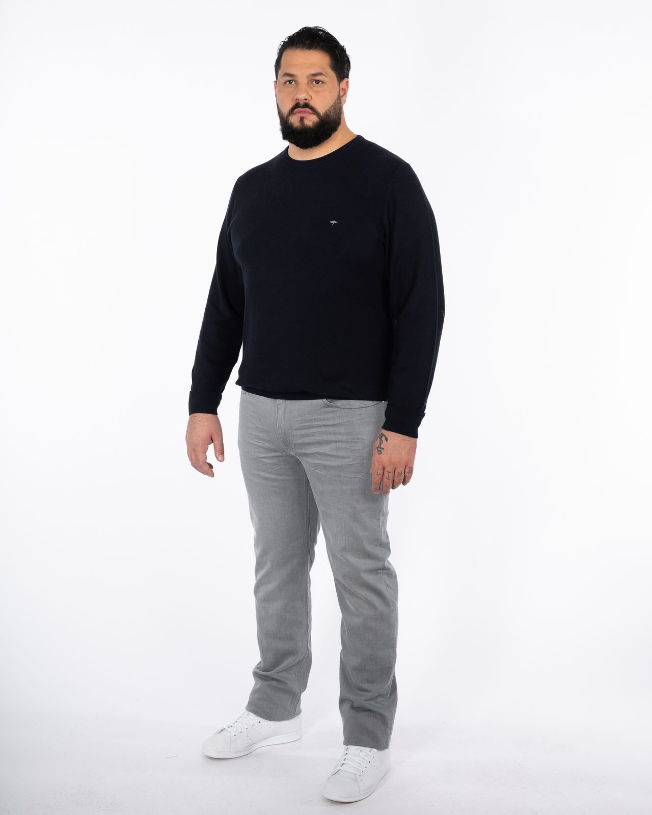 Pull col rond homme grand bleu marine