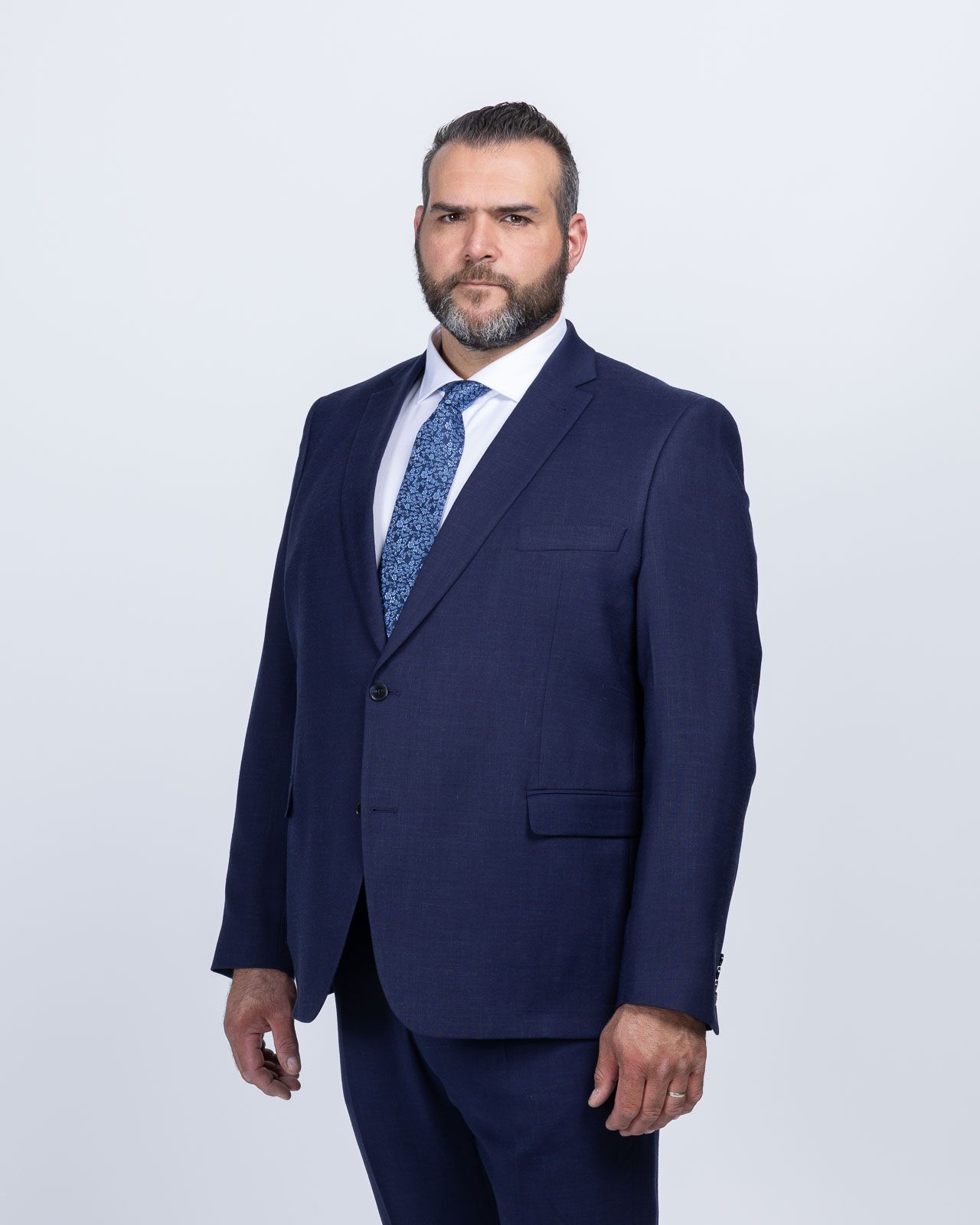 Veste de costume en lin grande taille bleu marine