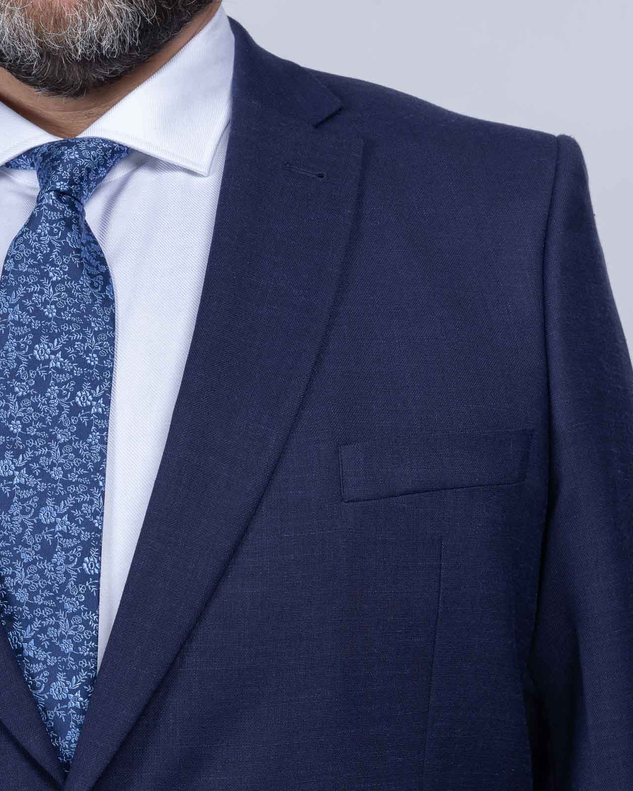 Veste de costume en lin grande taille bleu marine