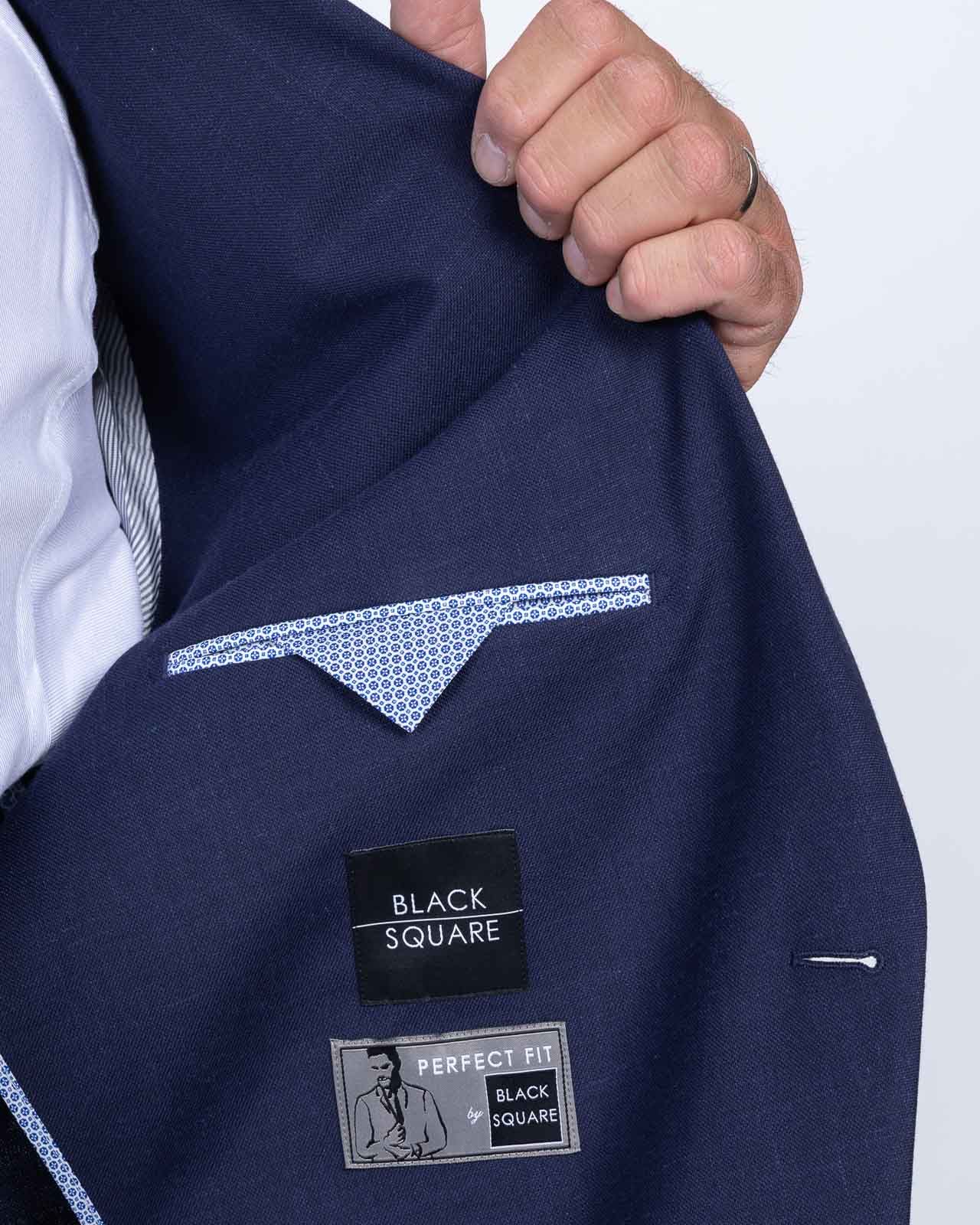 Veste de costume en lin grande taille bleu marine