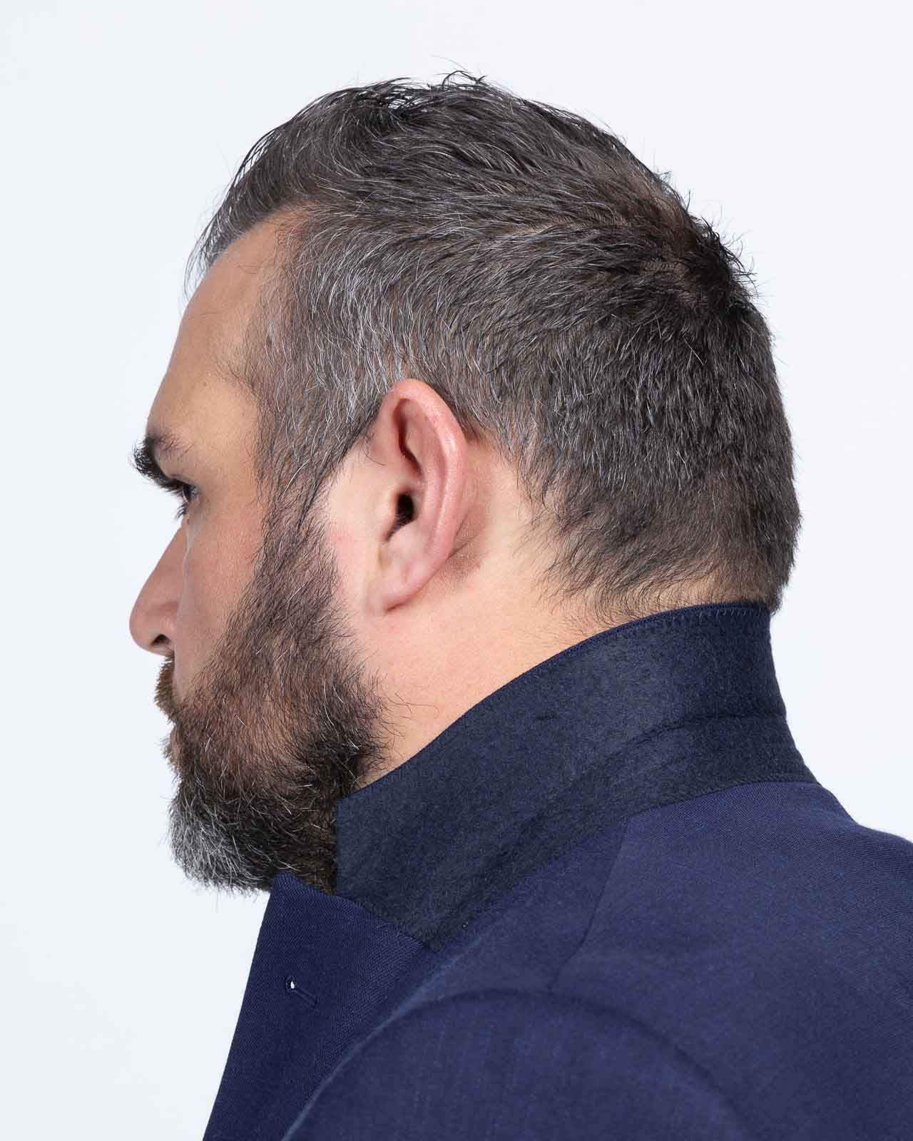 Veste de costume en lin grande taille bleu marine