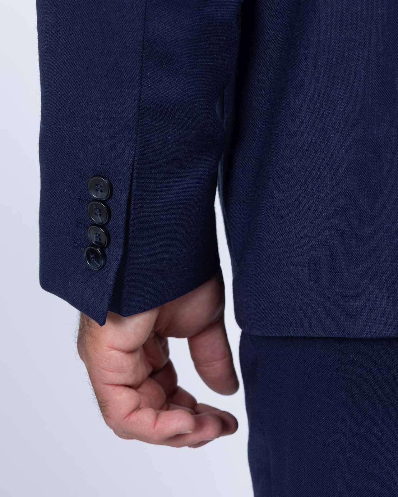 Veste de costume en lin grande taille bleu marine