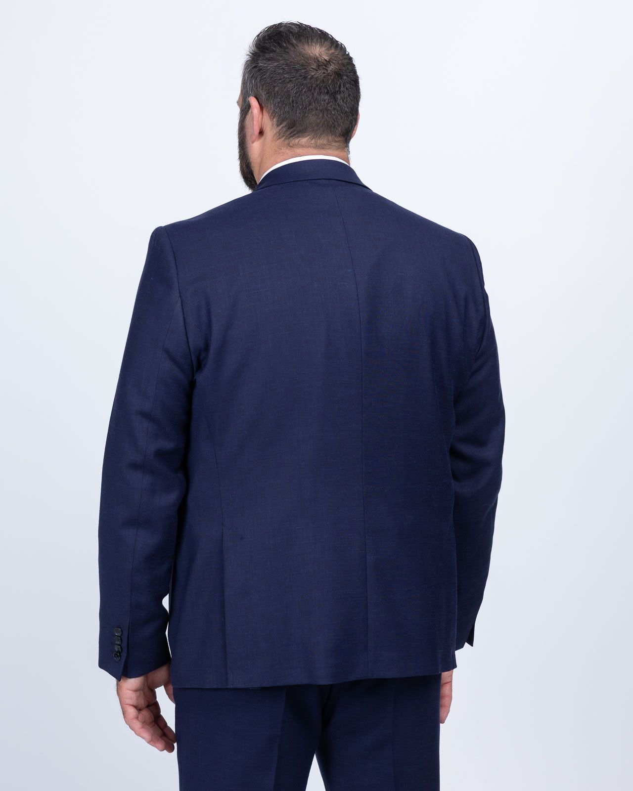 Veste de costume en lin grande taille bleu marine