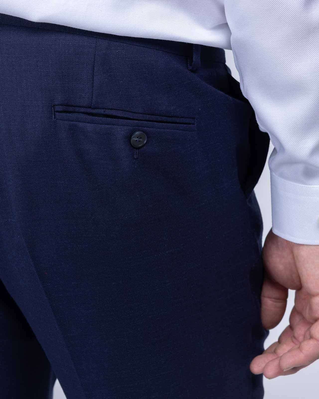 Pantalon de costume en lin grande taille bleu marine