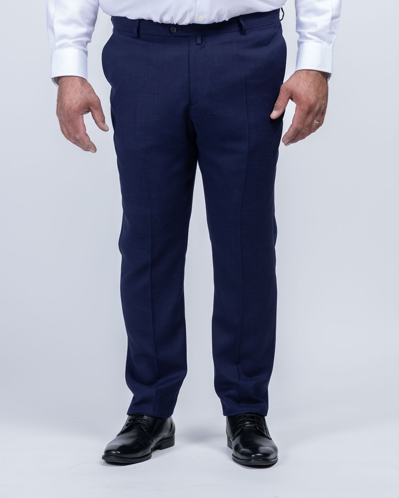 Pantalon de costume en lin grande taille bleu marine