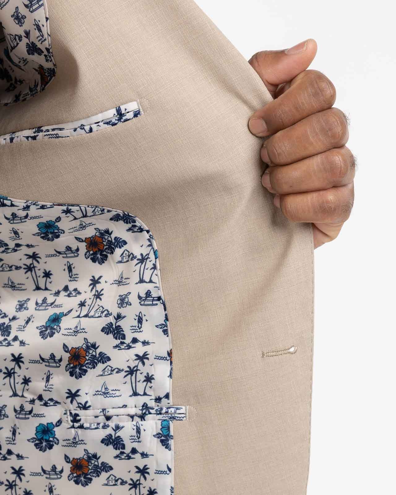 Veste de costume flammé grande taille beige