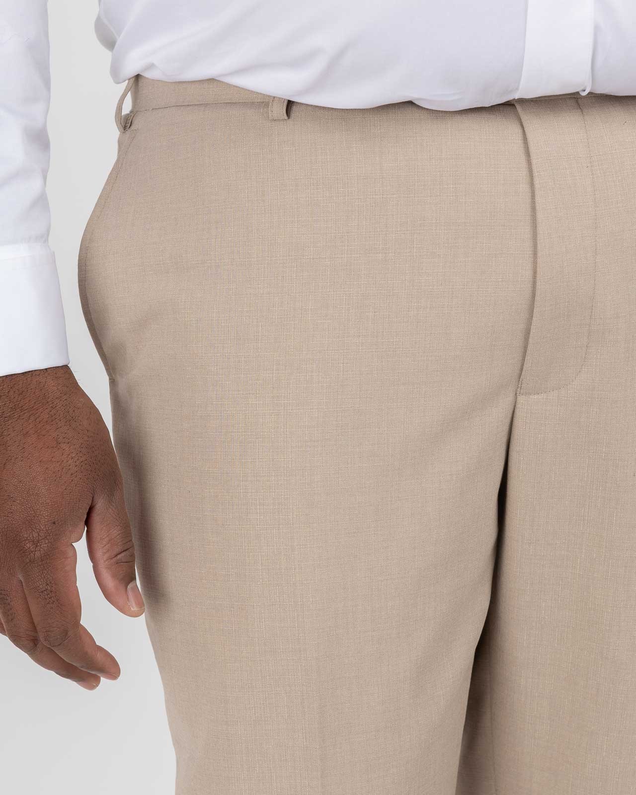 Pantalon de costume flammé grande taille beige