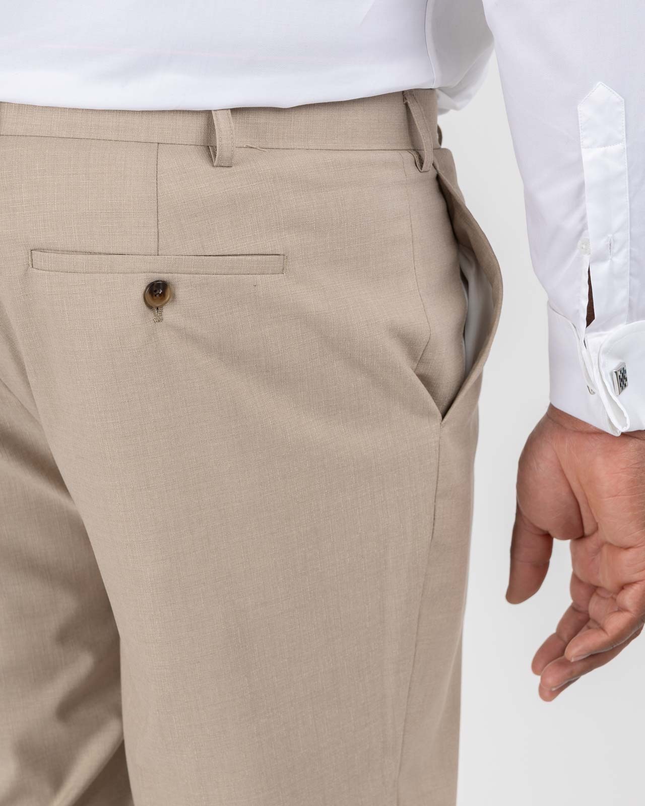 Pantalon de costume flammé grande taille beige