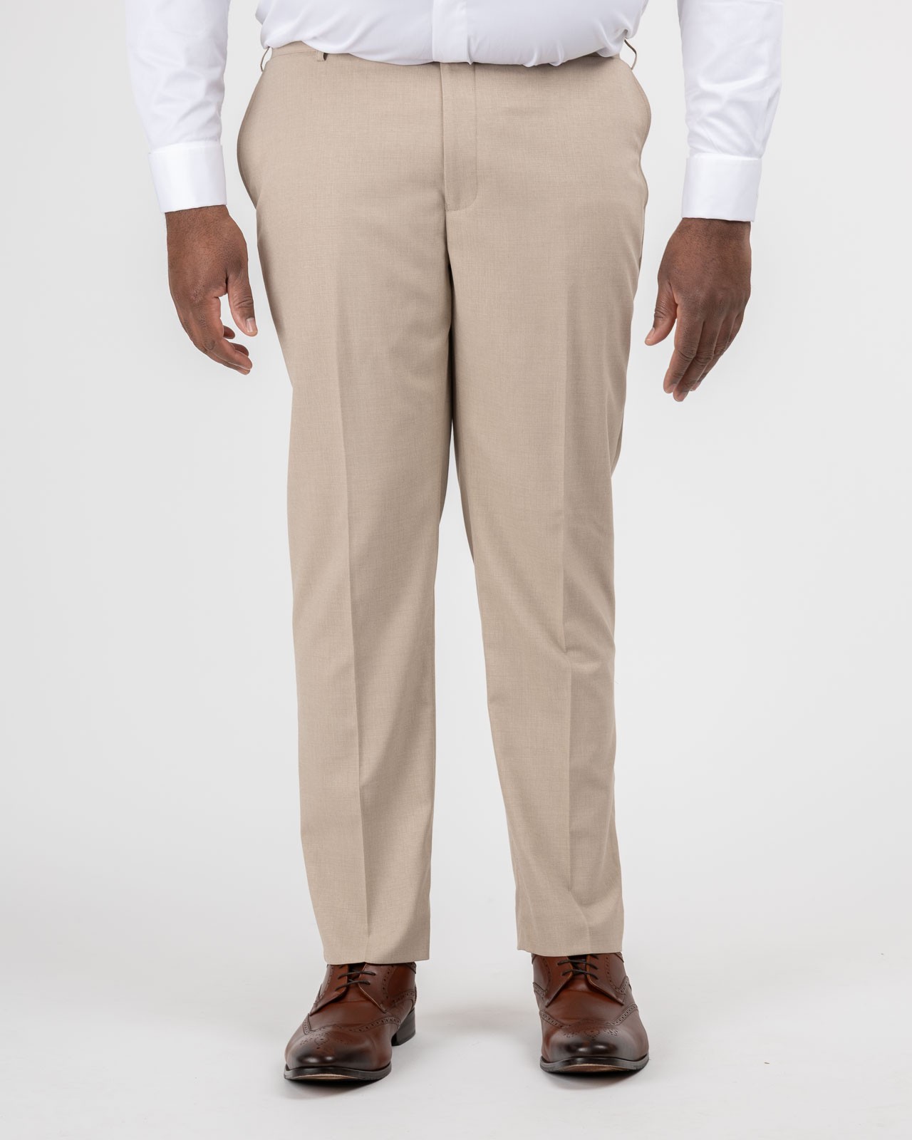 Pantalon de costume flammé grande taille beige